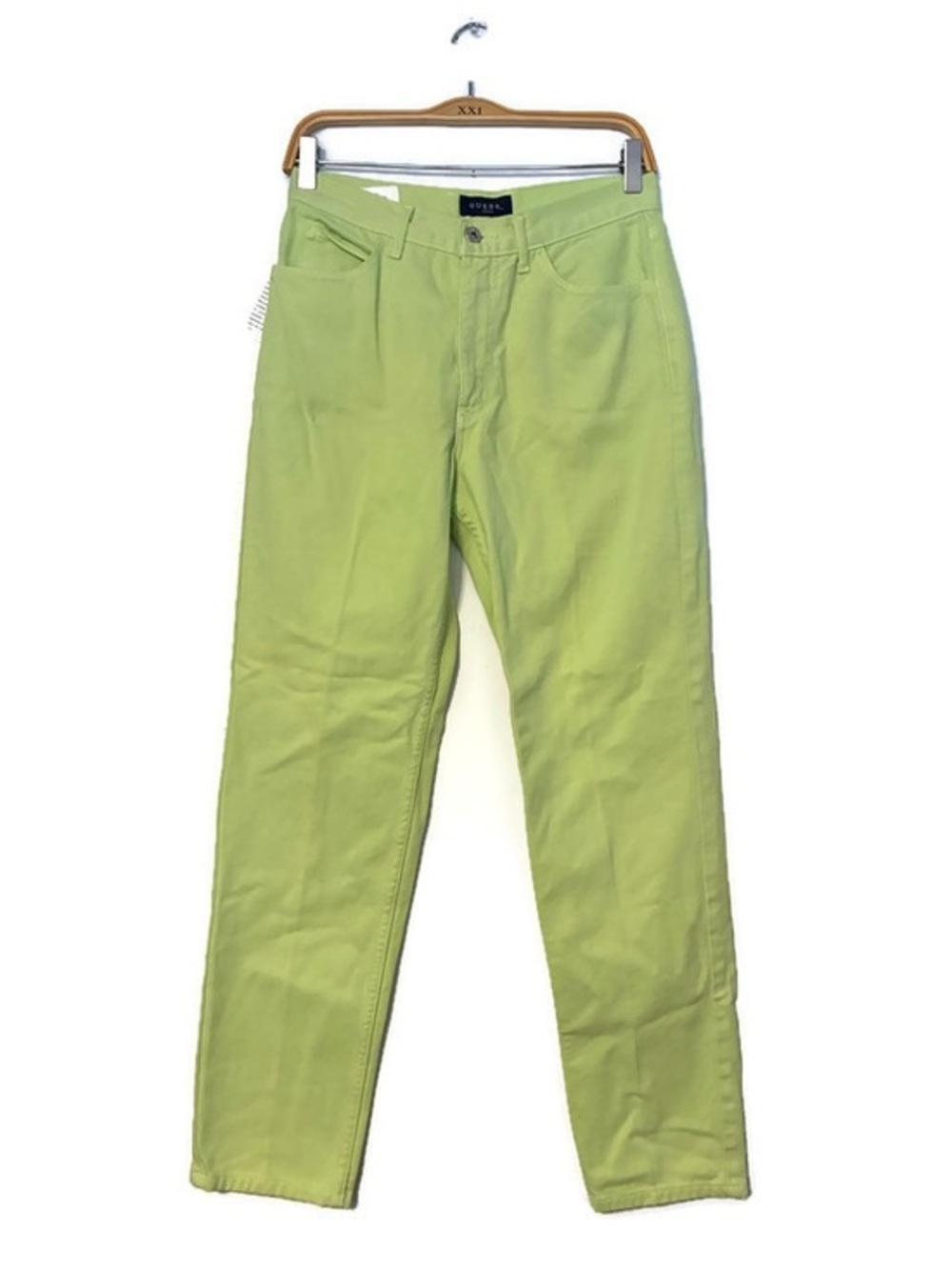 NWT GUESS Jeans Neon Lime Green 100% Cotton Narrow Leg Original Fit size 29 8